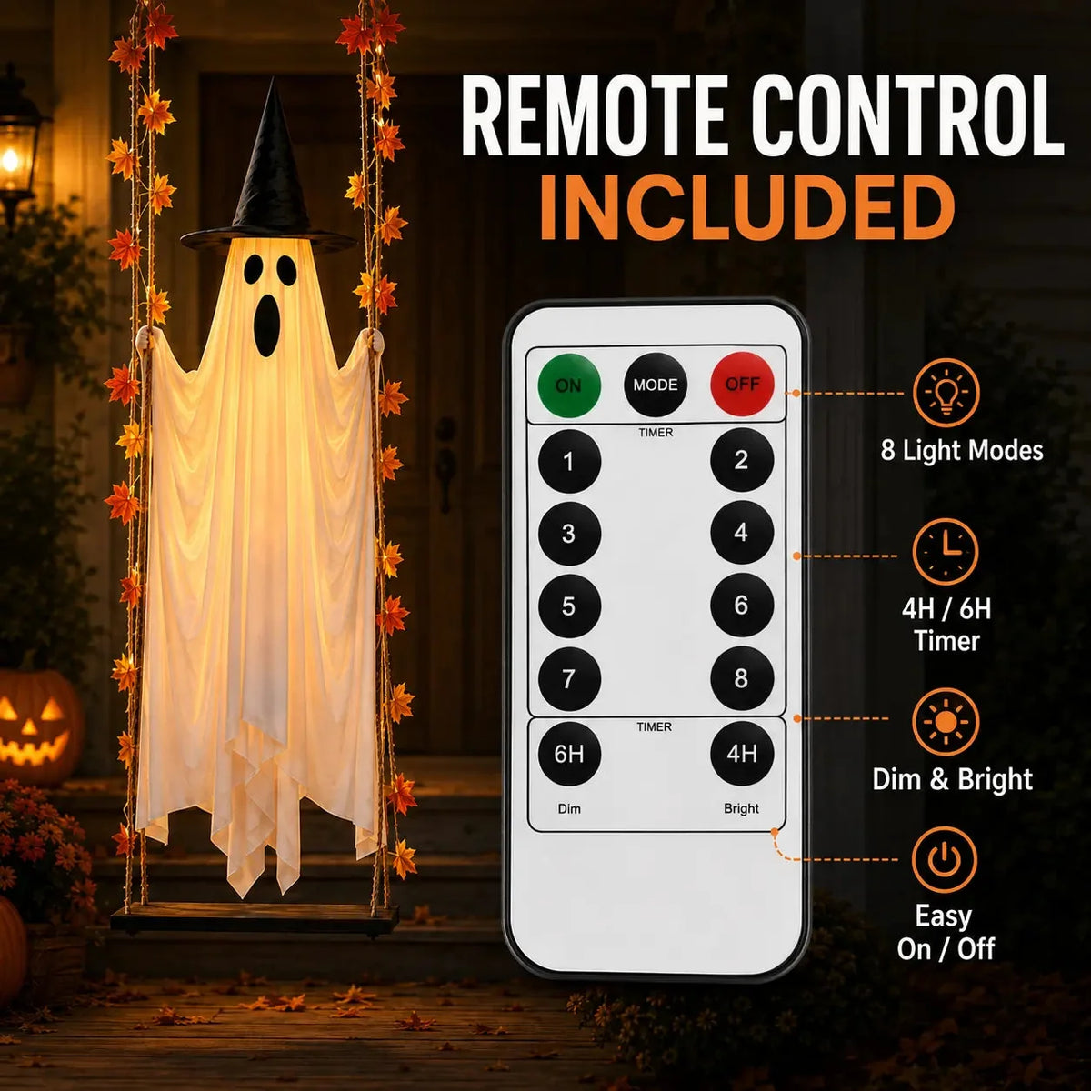 👻 Halloween Swinging Ghost Light Create A Magical Haunted Porch This Halloween 💡