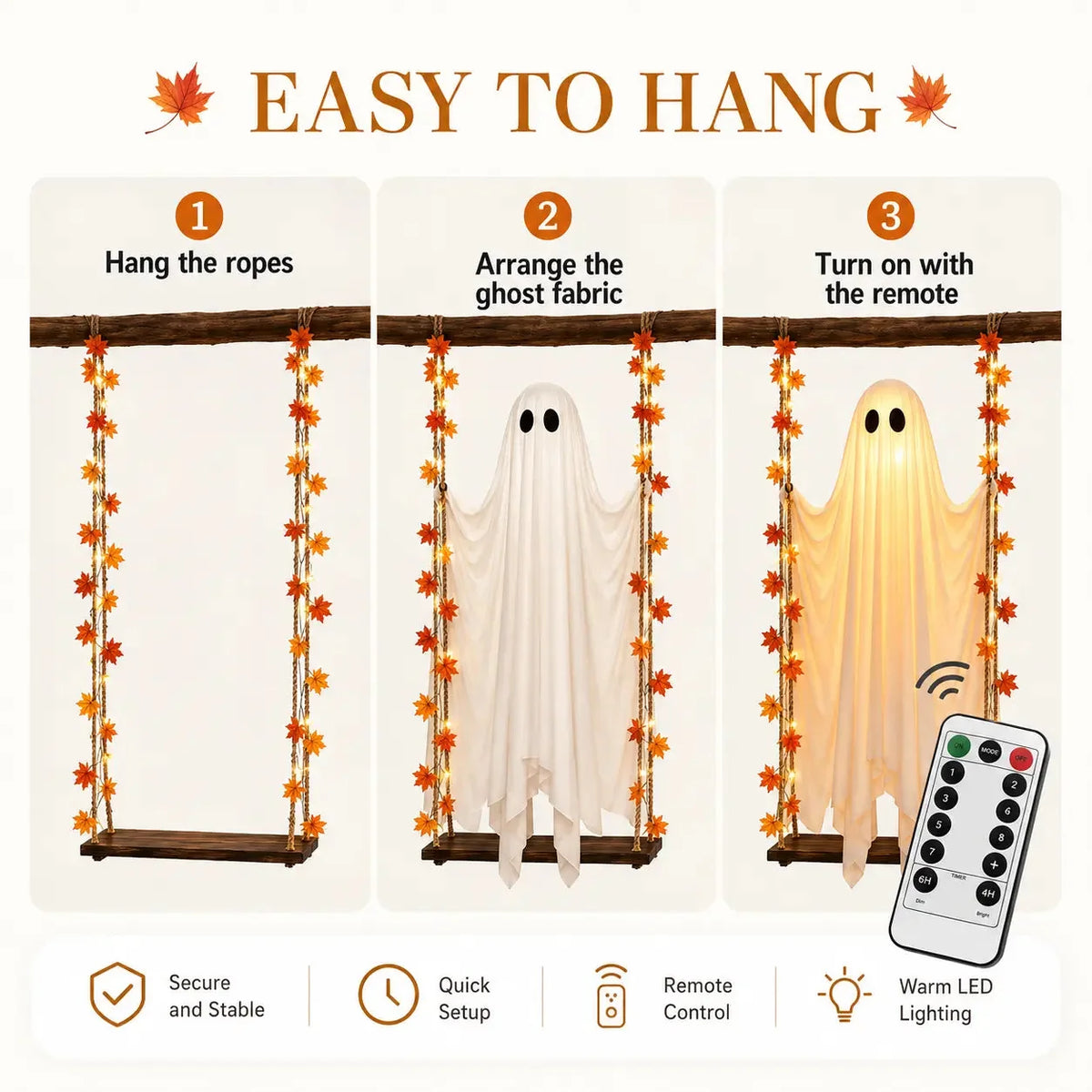 👻 Halloween Swinging Ghost Light Create A Magical Haunted Porch This Halloween 💡