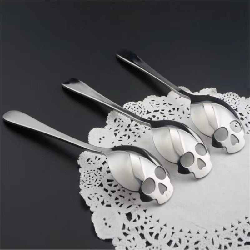 Stainless Steel coffee Scoop Skull shape dessert spoon Food grade ice cream candy tea spoon tableware Sugar Flour Shift Shaker Skull