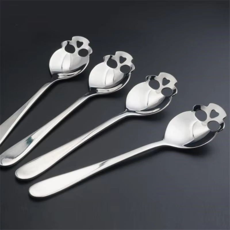 Stainless Steel coffee Scoop Skull shape dessert spoon Food grade ice cream candy tea spoon tableware Sugar Flour Shift Shaker Skull