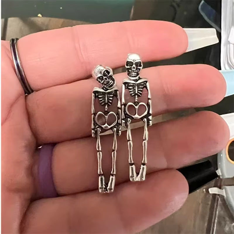 Gothic Halloween Skeleton Skull Earrings For Women Retro Punk Metal Ghost Claws Dangle Earring Party Jewelry Halloween Gift