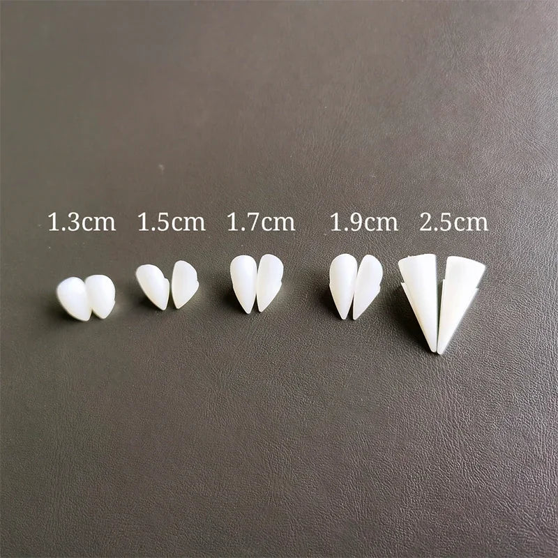 Halloween Vampire Teeth Fangs - 5 Pairs Reusable Dentures with Adhesive for Cosplay Party Costume