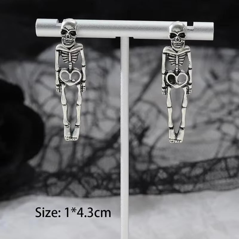 Gothic Halloween Skeleton Skull Earrings For Women Retro Punk Metal Ghost Claws Dangle Earring Party Jewelry Halloween Gift