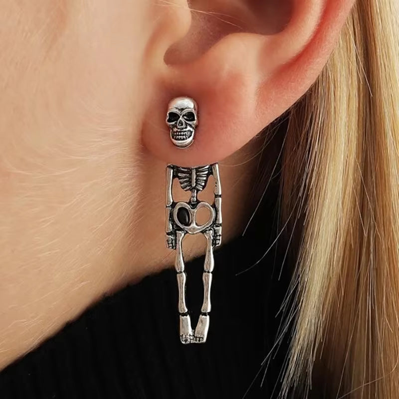 Gothic Halloween Skeleton Skull Earrings For Women Retro Punk Metal Ghost Claws Dangle Earring Party Jewelry Halloween Gift