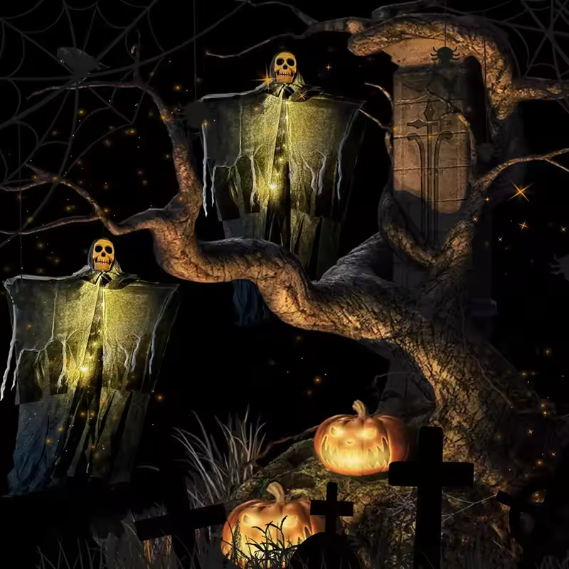 Glowing Skull Gauze Hanging Ghost