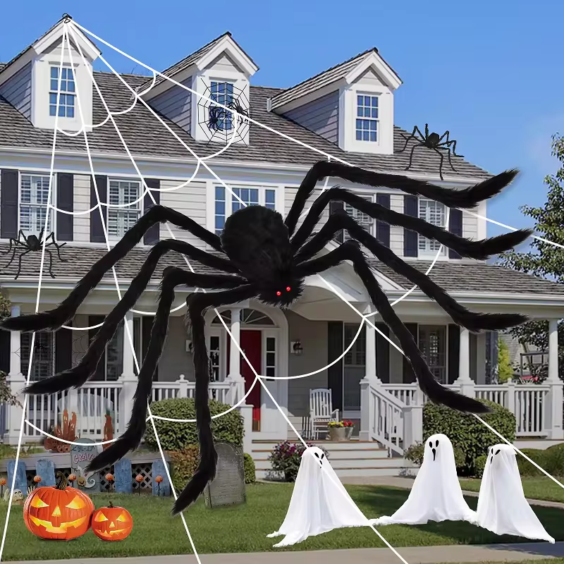Giant Plush Halloween Spider Decoration