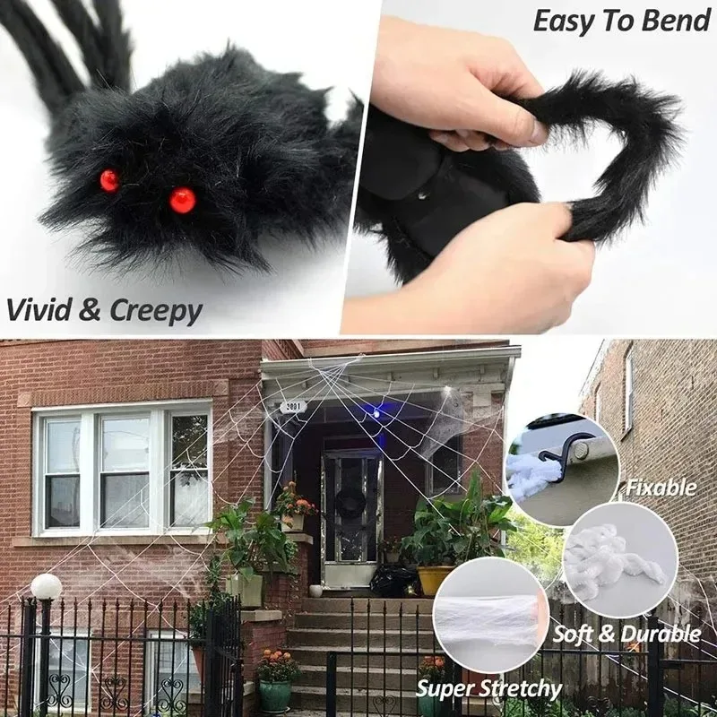 Giant Plush Halloween Spider Decoration