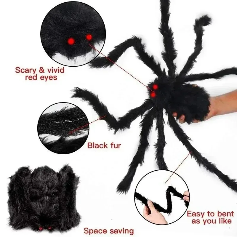 Giant Plush Halloween Spider Decoration