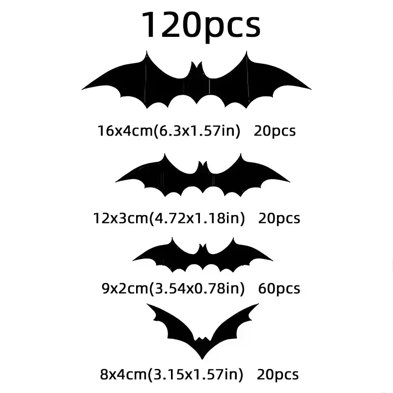 3D Black Bat & Spider Wall Stickers