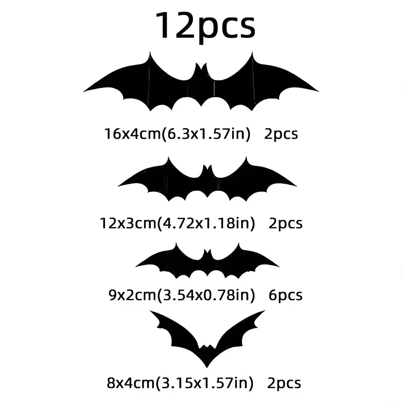 3D Black Bat & Spider Wall Stickers