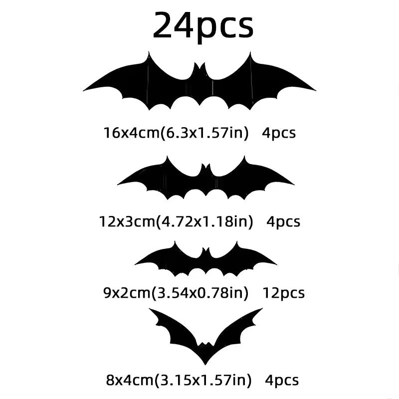 3D Black Bat & Spider Wall Stickers